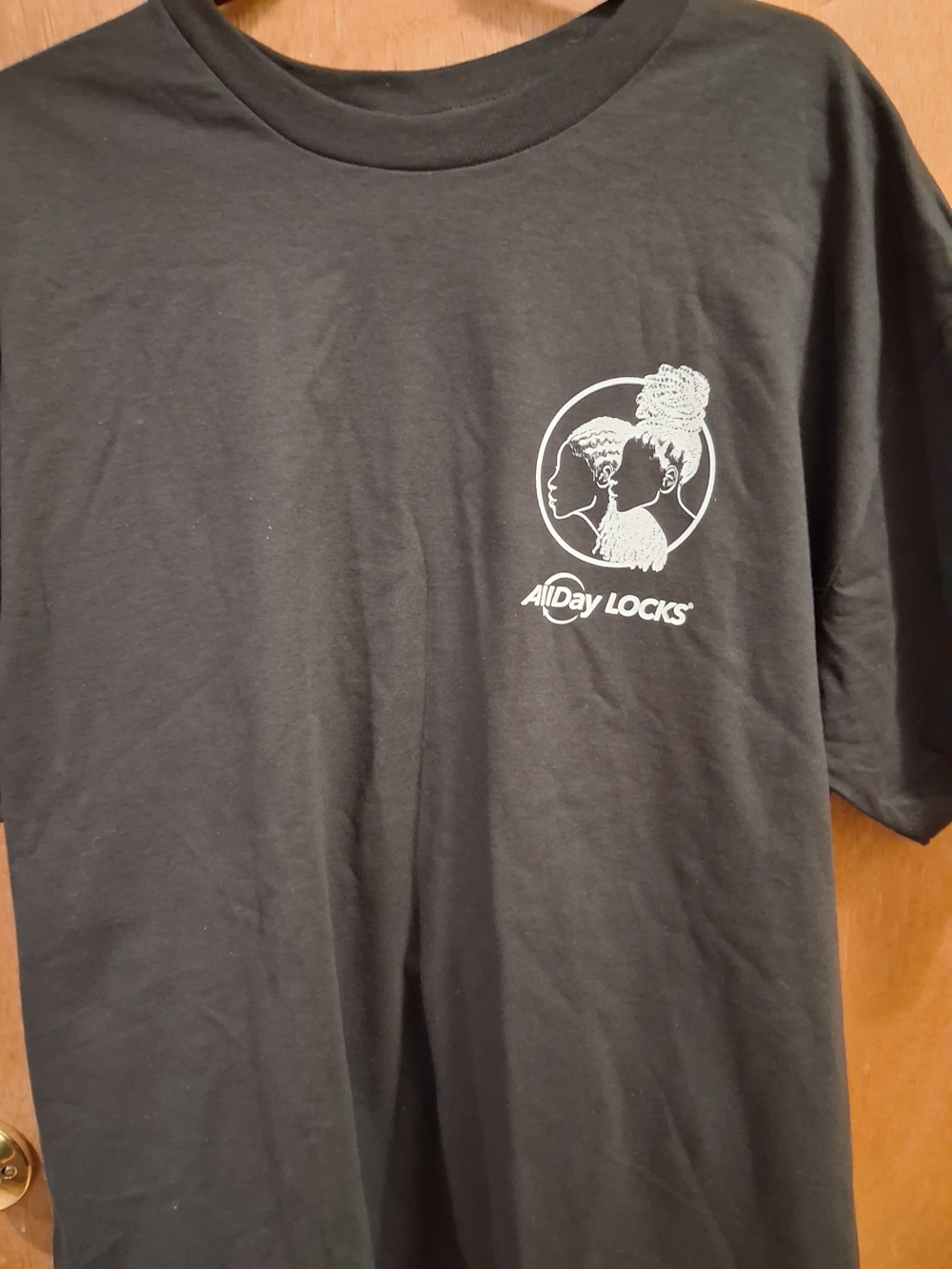 American Apparel Black Short-Sleeve Tee with Hair Locks Design